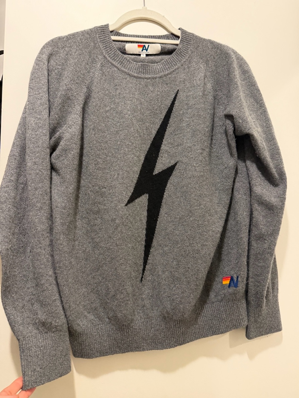 Aviator Nation Gray Lightning Bolt Sweater